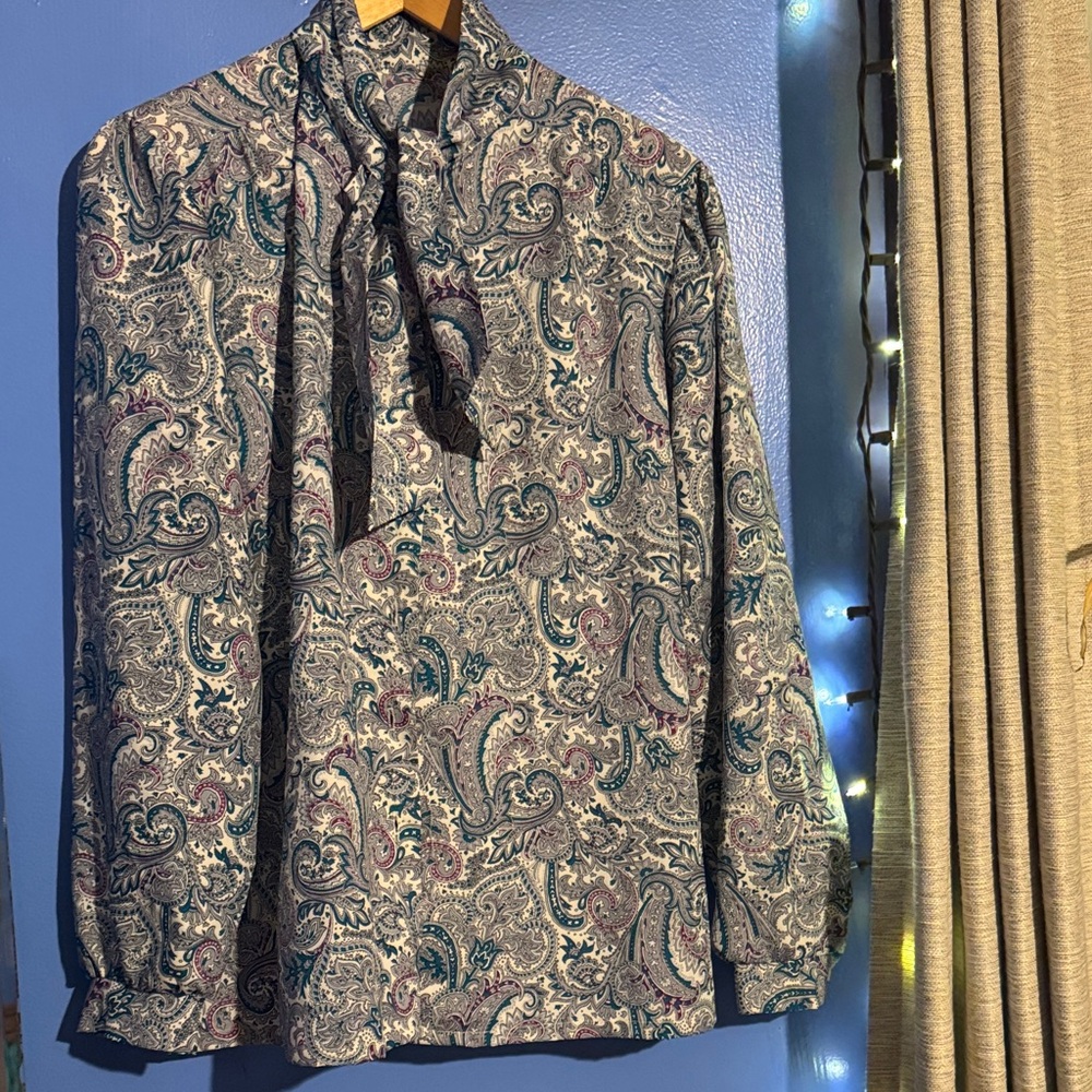 🩱🐦🩶💜🌸Paisley Long Sleeve Blouse